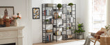 Hearth and Haven Triple Wide 5-Shelf Bookshelves Industrial Retro Wooden Style Home and Office Large Open Bookshelves, Dark Grey, 69.3"W X 11.8"D X 70.1"H W1668102870