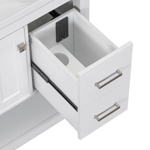 English Elm 36" White Oak Bathroom Vanity with Resin Sink Usb Charging and Three Drawers SV000009AAW