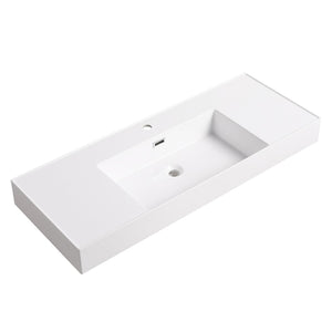 English Elm 48'' Resin Bathroom Vessel Sink Sculptural Top Mount Basin for Modern Spa Vanity W99970322