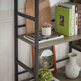 Hearth and Haven Zero Triple Wide 5-shelf Bookshelves with Metal Frame, Grey W1668102869