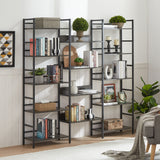 Hearth and Haven Zero Triple Wide 5-shelf Bookshelves with Metal Frame, Dark Grey W1668102870