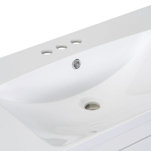 English Elm 36" White Oak Bathroom Vanity with Resin Sink Usb Charging and Three Drawers SV000009AAW