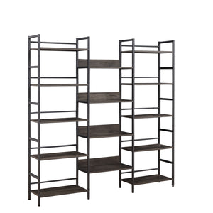 Hearth and Haven Zero Triple Wide 5-shelf Bookshelves with Metal Frame, Dark Grey W1668102870