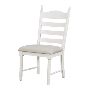 English Elm Trexm Rubberwood Round Extendable Pedestal Dining Set with Ladder Back Upholstered Chairs Off White ST000091AAD