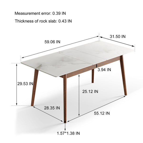 English Elm Walnut Solid Oak Extendable Dining Table Seats 8 with Diagonal Legs for Modern Rooms W1283103951