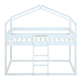 Hearth and Haven Emma Twin over Twin Bunk Bed with Tent, White