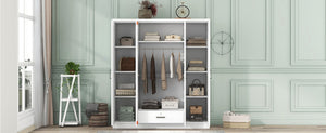 English Elm 4-door Wardrobe with Hanging Rail Shelves and Locking Drawer in White Mdf LP006002AAK