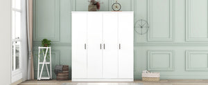 English Elm 4-door Wardrobe with Hanging Rail Shelves and Locking Drawer in White Mdf LP006002AAK