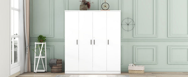 English Elm 4-door Wardrobe with Hanging Rail Shelves and Locking Drawer in White Mdf LP006002AAK