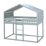 Hearth and Haven Izzyton Twin over Twin Bunk Bed with Tent, Grey LT000708AAE