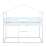 Hearth and Haven Emma Twin over Twin Bunk Bed with Tent, White