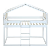 Hearth and Haven Emma Twin over Twin Bunk Bed with Tent, White