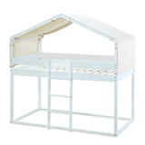 Hearth and Haven Emma Twin over Twin Bunk Bed with Tent, White