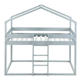 Hearth and Haven Izzyton Twin over Twin Bunk Bed with Tent, Grey LT000708AAE