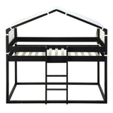 Hearth and Haven Izzyton Twin over Twin Bunk Bed with Tent, Espresso LT000708AAP