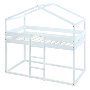 Hearth and Haven Emma Twin over Twin Bunk Bed with Tent, White