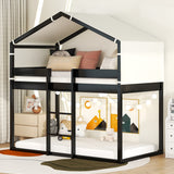 Hearth and Haven Izzyton Twin over Twin Bunk Bed with Tent, Espresso LT000708AAP