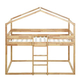 Hearth and Haven Emma Twin over Twin Bunk Bed with Tent, Natural