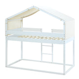 Hearth and Haven Emma Twin over Twin Bunk Bed with Tent, White