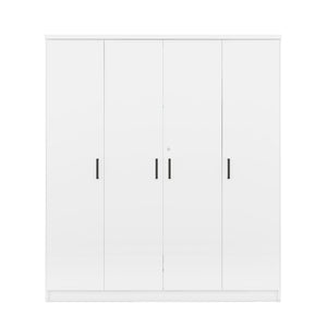 English Elm 4-door Wardrobe with Hanging Rail Shelves and Locking Drawer in White Mdf LP006002AAK