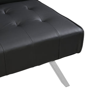 English Elm Sofa Bed Black Pvc Convertible Lounger for Studio Apartments and Guest Rooms W21481811