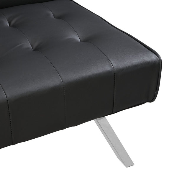 English Elm Sofa Bed Black Pvc Convertible Lounger for Studio Apartments and Guest Rooms W21481811