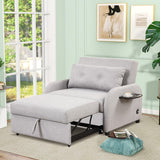 English Elm Pull Out Sofa Sleeper 3 In 1 With 2 Wing Table and Usb Charge For Nap Line Fabric For Living Room Recreation Room Grey