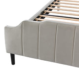 English Elm Queen Size Upholstered Platform Bed With Headboard and Footboard,No Box Spring Needed, Velvet Fabric,Gray