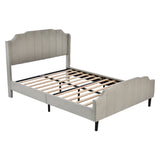 English Elm Queen Size Upholstered Platform Bed With Headboard and Footboard,No Box Spring Needed, Velvet Fabric,Gray