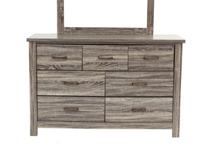 English Elm DRESSER Gray Oak 59" Wood 6-Drawer Solid Storage Chest — Modern Brown-Gray Finish, Sturdy Design B089112931