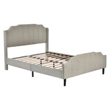 English Elm Queen Size Upholstered Platform Bed With Headboard and Footboard,No Box Spring Needed, Velvet Fabric,Gray