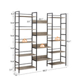 Hearth and Haven Zero Triple Wide 5-shelf Bookshelves with Metal Frame, Grey W1668102869