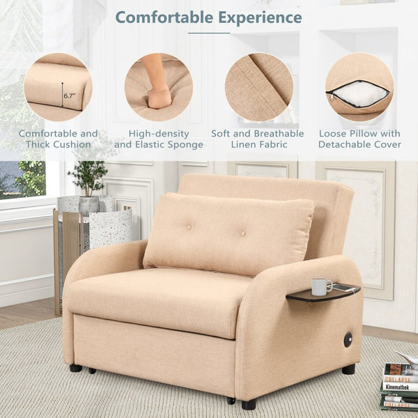 English Elm Swivel Barrel Accent Chair Chenille Tufted Round Club Seat for Living Room Lounge N719S002000A