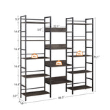 Hearth and Haven Zero Triple Wide 5-shelf Bookshelves with Metal Frame, Dark Grey W1668102870