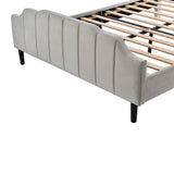 English Elm Queen Size Upholstered Platform Bed With Headboard and Footboard,No Box Spring Needed, Velvet Fabric,Gray