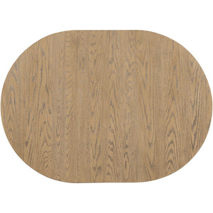 English Elm Trexm Farmhouse Round Extendable Dining Table Seats Six with Oak Veneer Planked Top Oak Natural Wood + Antique White WF291263AAD