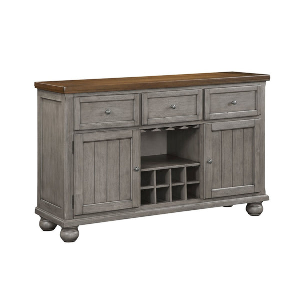 English Elm Traditional Arts and Crafts Server with Wine Rack Glassware Storage Acacia Cabinet B011115373