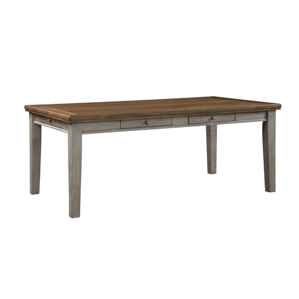 English Elm Gray Acacia Seven Piece Dining Set with Ladder Back Chairs and Dovetail Storage Drawers B011S00400