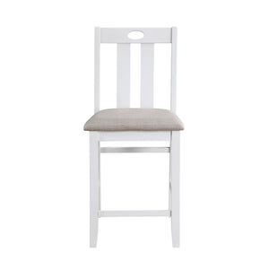 English Elm 5-Piece Lowell Counter Height Dining Set in Weathered Gray & White with Light Gray Fabric Seats, Casual B011115369