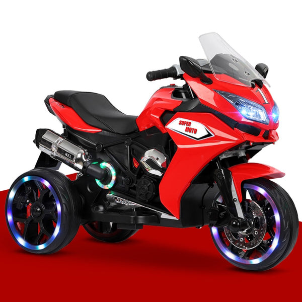 English Elm 12v Kids Ride on Motorcycle Three Wheel Electric Tricycle with Led Lights Bluetooth Red W1760110300