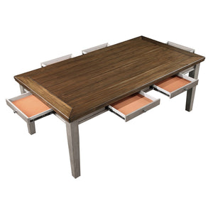 English Elm Gray Acacia Seven Piece Dining Set with Ladder Back Chairs and Dovetail Storage Drawers B011S00400