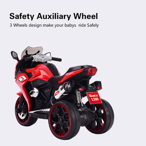 English Elm 12v Kids Ride on Motorcycle Three Wheel Electric Tricycle with Led Lights Bluetooth Red W1760110300