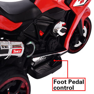 English Elm 12v Kids Ride on Motorcycle Three Wheel Electric Tricycle with Led Lights Bluetooth Red W1760110300