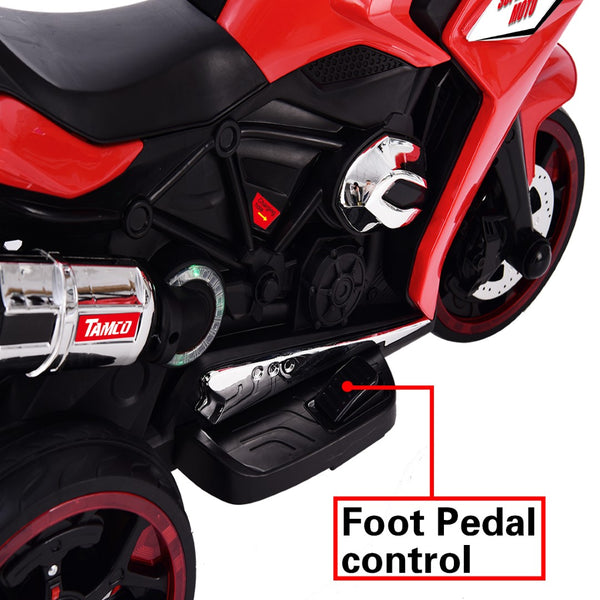 English Elm 12v Kids Ride on Motorcycle Three Wheel Electric Tricycle with Led Lights Bluetooth Red W1760110300