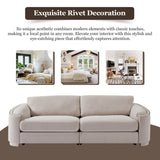 English Elm Stylish Sofa With Semilunar Arm, Rivet Detailing, and Solid Frame For Living Room