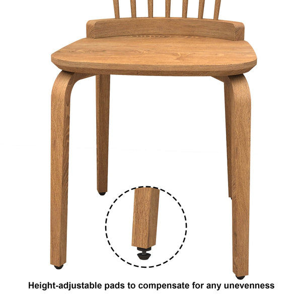 English Elm Dining Solid Wood Slat Back Windsor Chair Set of 2 — Farmhouse Spindle Back Rubberwood Seats, Walnut Finish Elegance W760102713