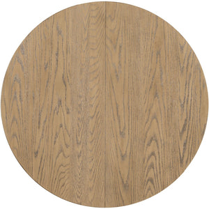 English Elm Trexm Farmhouse Round Extendable Dining Table Seats Six with Oak Veneer Planked Top Oak Natural Wood + Antique White WF291263AAD
