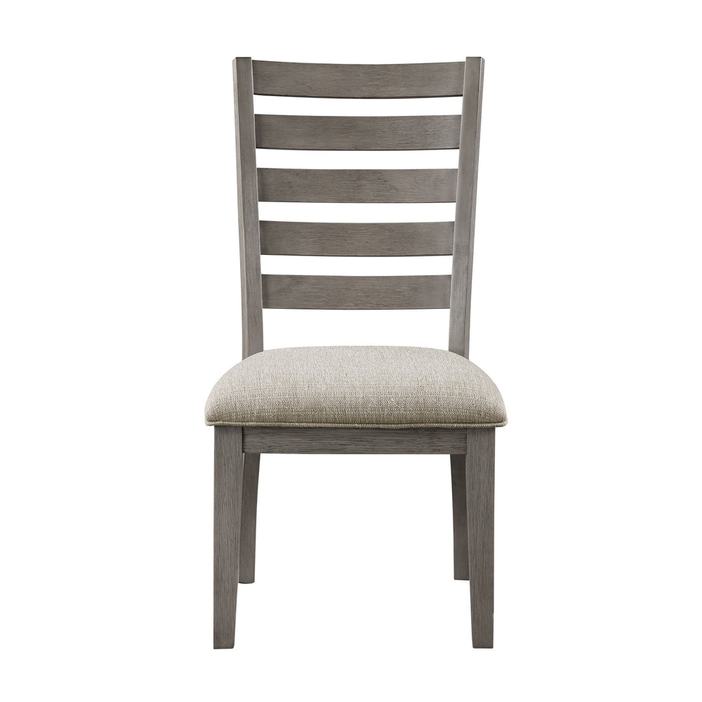 English Elm Gray Traditions Tigard Ladder Back Side Chairs Set of 2 with Padded Neutral Fabric Seats, 38" H Elegance B011115372