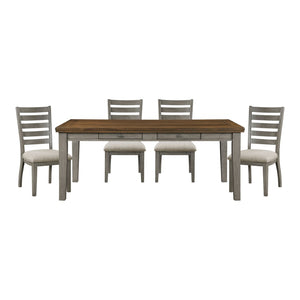 English Elm Gray Acacia Veneer Arts and Crafts 5 Piece Dining Set with Ladder Back Chairs B011S00399