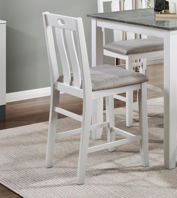 English Elm 5-Piece Lowell Counter Height Dining Set in Weathered Gray & White with Light Gray Fabric Seats, Casual B011115369